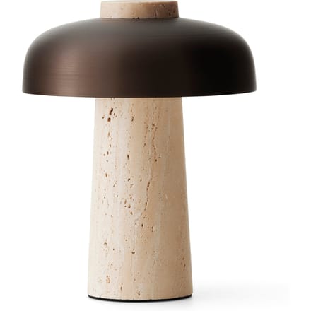 Audo Reverse Draagbare Lamp Zand Travertijn/gepolijst Aluminium
