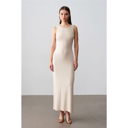 Geribbeld Mouwloos Bodycon Maxi Jurk