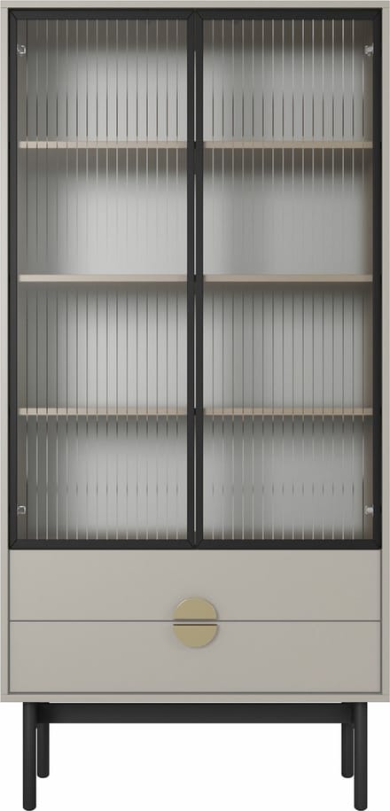 Selsey Vitrine hoog Stoon - 4 planken - grijs beige