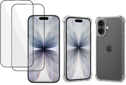 TechNow Hoesje + 2x Screenprotector geschikt voor iPhone 17 Hoesje Screenprotector - Full Screen - Extreme Shock Case Transparant