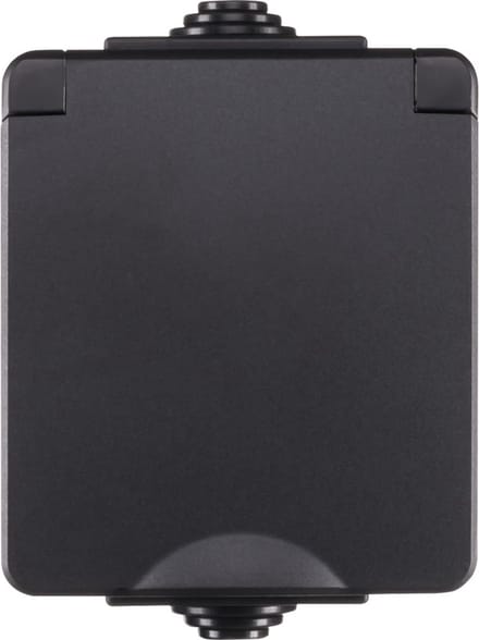 ION Industries - Opbouw IP55 Wandcontactdoos | Zwart