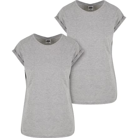 Urban Classics Damen Pre-Pack Ladies Extended Shoulder Tee 2-Pack PP771P Grey-S