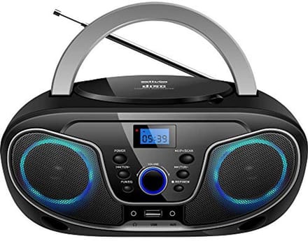 Infraroodverwarming met CD-speler, AUX en USB, zwart/zilver