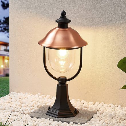 Lindby - Sokkellamp - 1licht - Aluminium, koper, kunststof - H: 52.5 cm - E27 - zwart, koper