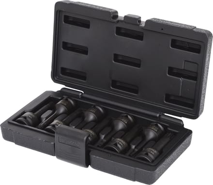 Dopsleutelset XZN - Veeltand Bits - Machine Gebruik - Lange Uitvoering - 9-Delig - Gefosfateerd
