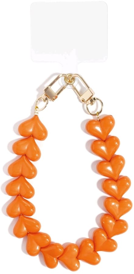 Telefoonkoord - oranje - mobielkoord hart - phone cord hearts orange