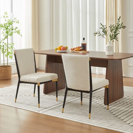 MODFU - Eetkamerstoelen Set Van 2 - Verstelbare Stoelpoten - Scandinavisch - Voor Eethoek - Stof - Beige