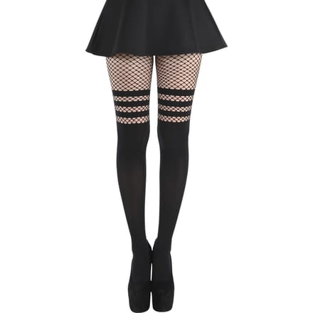Pamela Mann - Gothic Maillot - Fishnet - voor Vrouwen - zwart