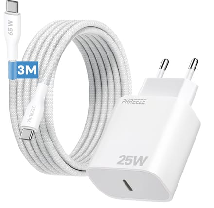 25w super snellader met usb C naar usb C kabel 3m - Usb C oplader voor s25 t/m s10 a56 tab s7 s8 s9 s10 a9 a10
