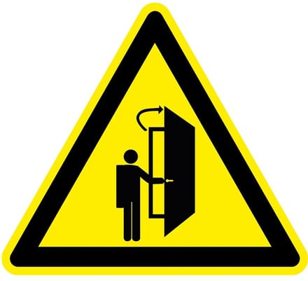 Pas op voor openslaande deur bord - kunststof 150 mm