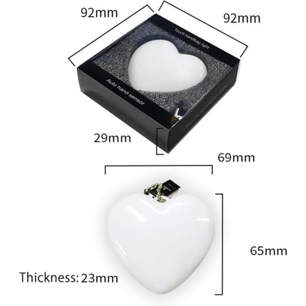 Hartvormig LED Handtaslampje Licht Decoratielicht Intelligent Smart Touch Inschakelen met Sleutelhanger black