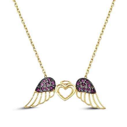 18K engel en vleugels hart hanger 45cm - ketting