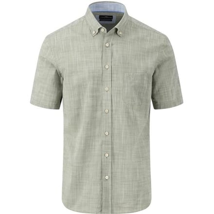 Fynch-Hatton Overhemd Slub Solid Vague Check Button Down Dusty Olive / male