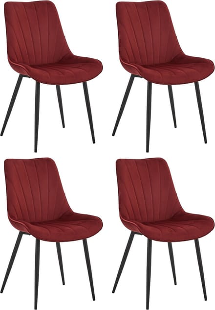 Colenis® - Verta Eetkamerstoel - Set Van 4 - Bordeaux - Velvet - Industrieel