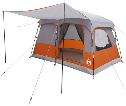 vidaXL - Familietent - 8-persoons - Grijs - en - Oranje - Polyester