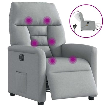 vidaXL - Massagestoel - elektrisch - verstelbaar - stof - lichtgrijs