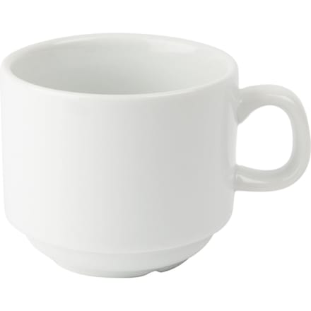 Olympia - Witte porselein kopjes stapelbaar ( set van 12 stuks )