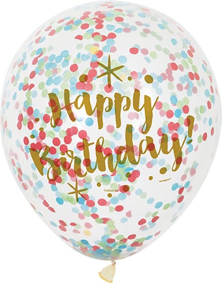 Haza Witbaard Confetti Balloons Happy Birthday 6 pcs.