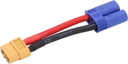 XT60 naar EC5 Adapter Kabel - Connector Kabel Set - RC Voertuigen Aansluiten - 12AWG Siliconen Draad - 10 cm