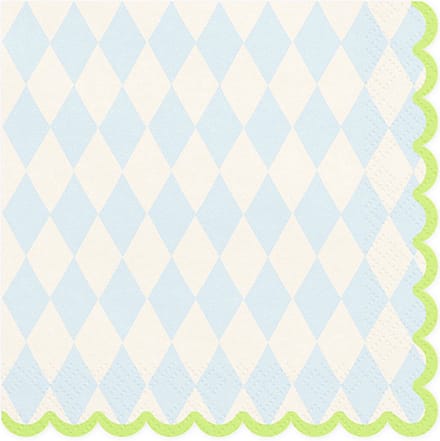 PartyDeco Servetten Blauw/wit geruit (20 st 33 x 33 cm)