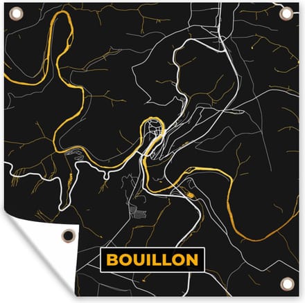 Tuindoek Goud - Stadskaart - Plattegrond - Bouillon - Kaart - 100x100 cm