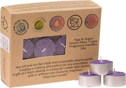 Theelichtjes stearine lavendel (4x2 cm) Fair Trade - 24 stuks