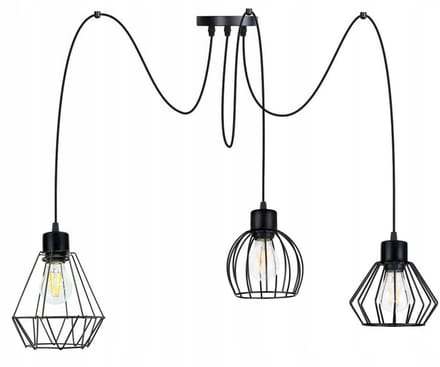 Hanglamp ZWIES Loft met 3 E27 kappen - Zwart Metaal