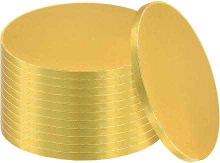Ronde Taartborden - Taarttrommels Bakbasis - Taart Decoratie - Stevige Golfkarton Constructie - 25 cm Diameter - Goud