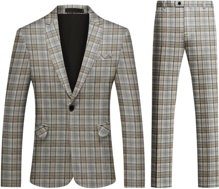 ALLTHEMEN Heren Pak Print - Enkel Knops Middensplit - Tweedelig pak - L