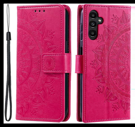 Mandala Book Case Geschikt voor Samsung Galaxy A36 - Hoesje met Pasjeshouder Roze