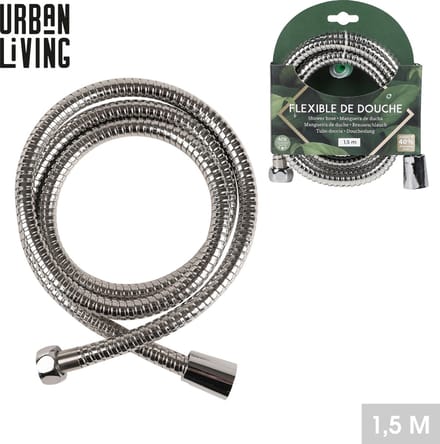 Urban Living Badkamer flexibele doucheslang - rvs metaal - zilver - 150 cm