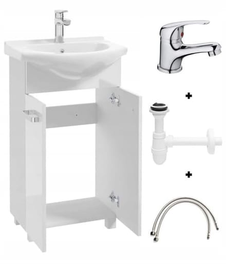 Deftrans Mila Serie - Badkamermeubel Set - 50cm Wit - Met Uitrusting