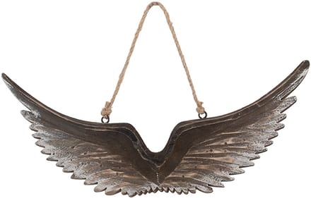 Clayre & Eef Decoratie Hanger Vleugels 30x3x12 cm Bruin Wit Hout
