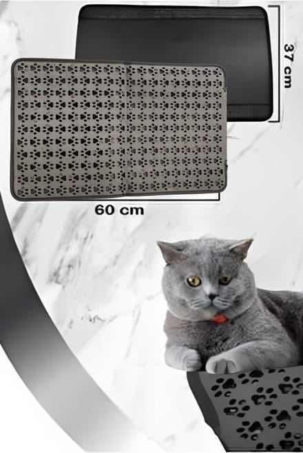 Lavida Kattenbakmat - 37x60 cm- Dubbele Laag & Waterdicht- Grit Opvanger- Katten Mat - Kat Benodigdheden-Grijs