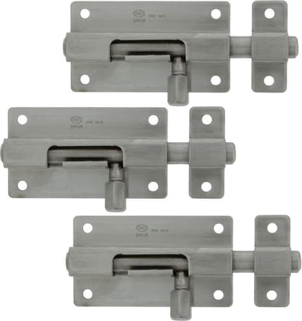AMIG schuifslot/plaatgrendel - 6x - RVS - 4 x 3.7cm - Inox matte afwerking - deur - schutting - hek