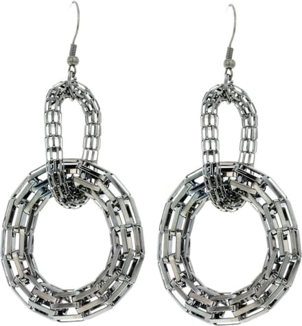 Behave - Dames oorbellen antracietkleur retro statement stijl - 7,5 cm