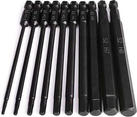 Inbussleutel Bit Set met Zeskant Schacht, 10 Delig, 4 Inch Lengte, Magnetisch