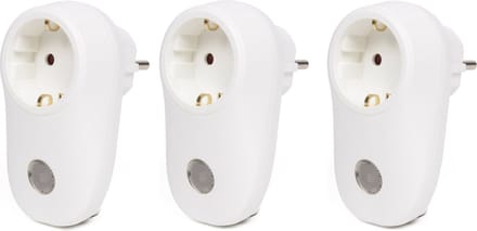 Benson Stekker met lichtsensor - Multipak van 3x stuks - wit - Stekkerlamp - Stopcontact