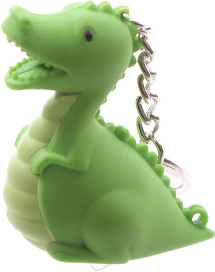 Sleutelhanger - Dinosaurus Groen - LED Licht & Geluid - 10x5x2,5cm