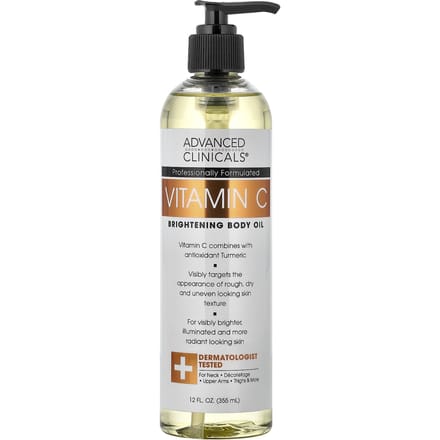 Advanced Clinicals, Vitamine C, Huile Corporelle Éclaircissante, 355 ml (12 fl oz) white