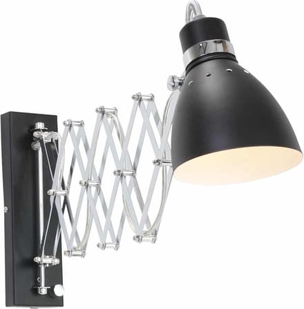 Wandspot | 12,5 cm | spring | E27 | zwart | metaal | industriële verlichting