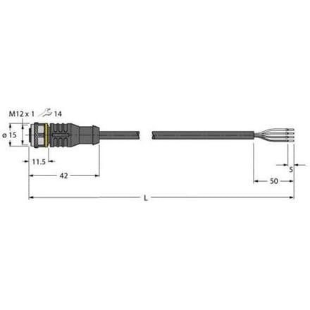 Turck 6625505 Sensor/actuator aansluitkabel M12 Aantal polen (sensoren): 4 10 m 1 stuk(s)