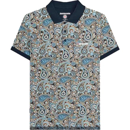 Lambretta Heren Paisley Poloshirt (Marine/rookblauw)