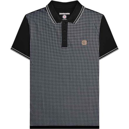 Lambretta Heren Houndstooth Big & Tall Poloshirt (Zwart/Ijzer)