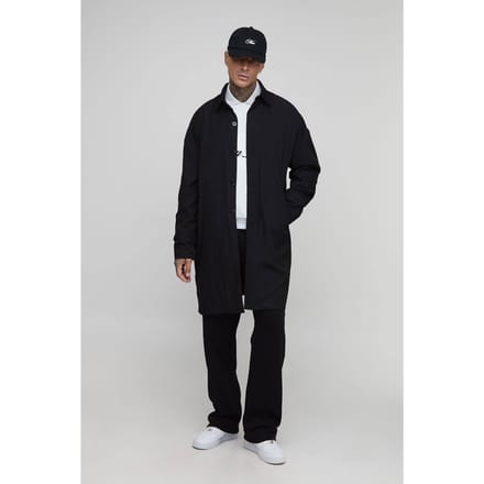 Tall Crinkle Oversized Mac | Black | Size Small
