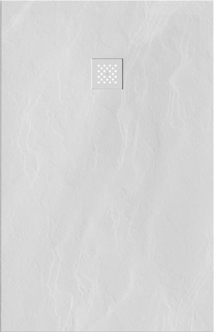 Diamond Line Relievo Crag - Douchebak 90x140 - Laag - Mat Wit - Antislip - Polybeton - Rooster Mat Wit