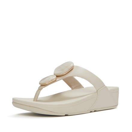 FITFLOP Lulu Marbled Stone Toe-post Slippers - Dames - Beige - Maat 37