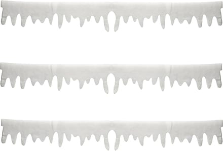 Feeric Christmas Ijspegelranden/sneeuwranden - 3x - wit glitter - 180 x 15 cm - polyester
