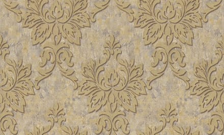ORNAMENTEN BEHANG BAROKPRINT DUBBELBREED BEIGE BRUIN GOUD EXCLUSIEF