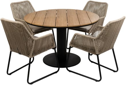 Tuinset Mona/Tower | 4 personen | Rond 120 cm | Rope & Tecon Teak